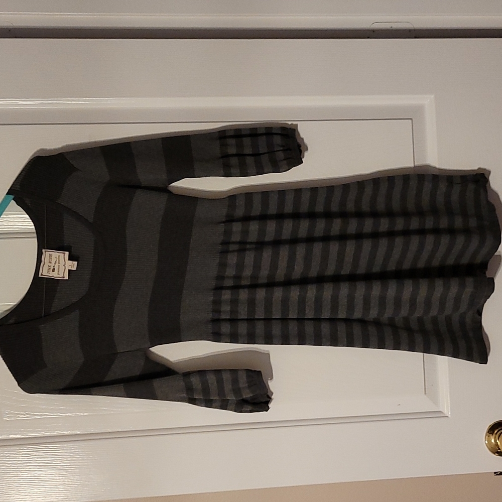 Pink Rose Large Gray Striped Sweater Dress